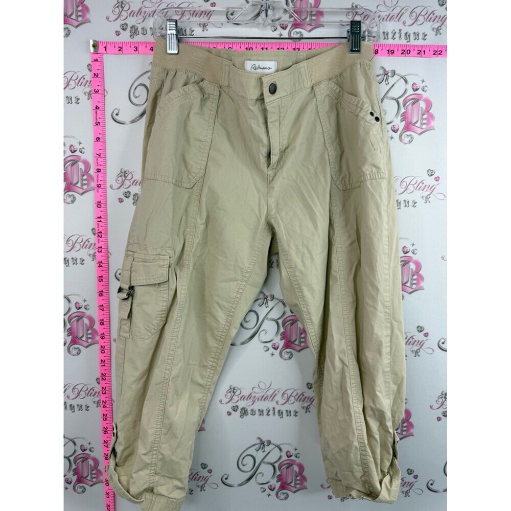 Reitmans cargo capri pants pockets tan cream Beige Cargo Jogger Pants